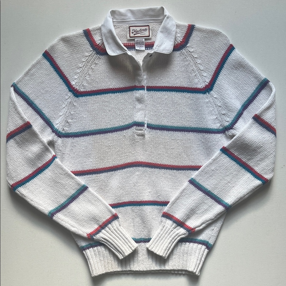 🌷Vtg 80s Merona Sport rugby sweater🌷